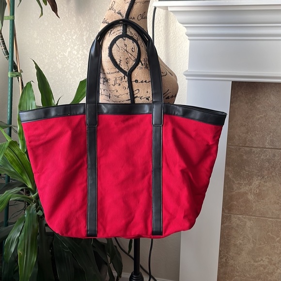 Victoria Secret Tote Bag Large Red Canvas Extra Getaway NWT $58. Victoria - Picture 2 of 10